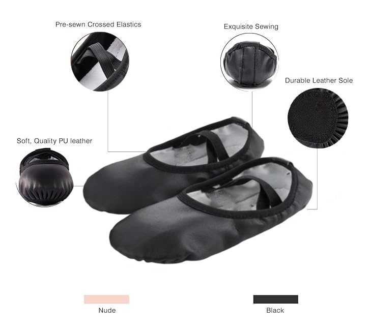 Ballet Shoes Dance Practice Slippers No-Tie Sole Yoga Gymnastics Shoes PU Flat Shoes2