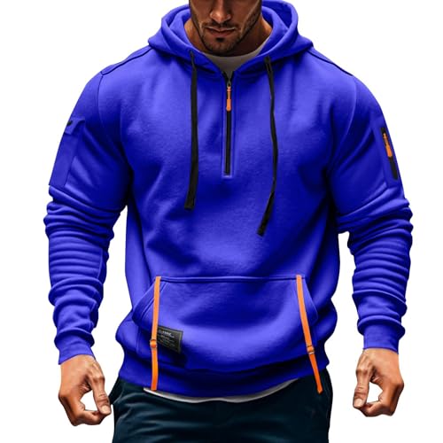 Tactical Hoodies for Men Quater Zip Up Pullover Sweatshirt Gym Hoodies with Pockets Casual Workout Stylish Tops