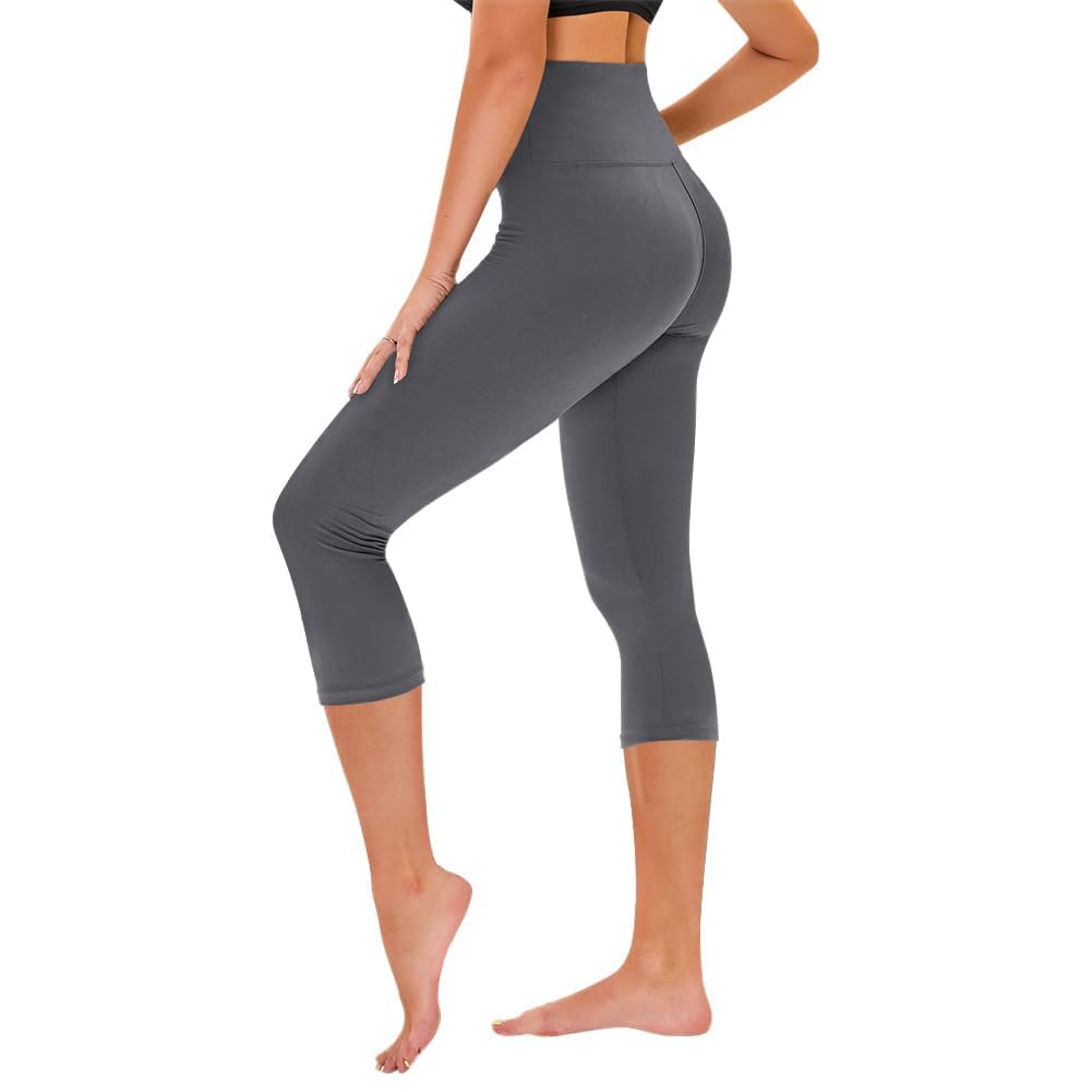 TNNZEET Capri Leggings for Women - Tummy Control High Waisted Soft Yoga Pants for Gym Workout