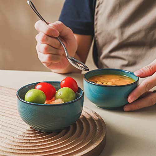 Henxfen Lead Ceramic Dessert Bowls 8 Ounce - Small Stoneware Serving Bowls For Dipping, Ice Cream, Snacks, Rice, Side Dish, Microwave Safe, Turquoise #TOP4
