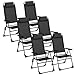 LIFERUN 6er Set Gartenstühle, Klappstühle, Campingstühle mit Kopfstütze, mit 5 verstellbaren Rückenlehnen, Balkonstühle Hochlehne, Outdoor-Stühle für Garten, Terrasse, Camping, Schwarz, 6 PCS