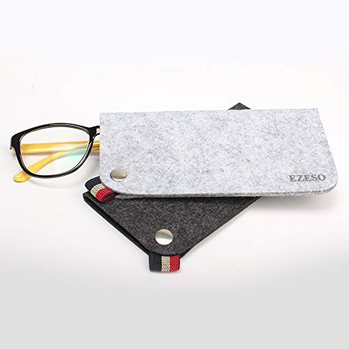 EZESO ESSENTIAL SKINCARE 3 Pack Eyeglass Cases - Soft Felt Slip-in Pouch Case - Glasses Storage Case Makeup Pouch