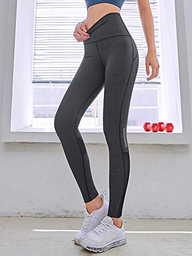 image for JIKA Yoga Pants Womens Gym High Waist Tummy Control Mesh Fitness Leggi