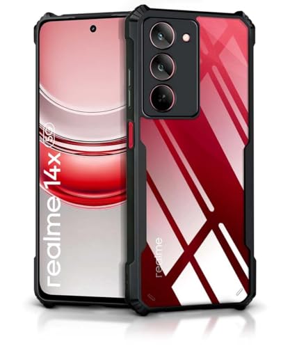 WOW IMAGINE Shock Proof Clear Protective Back Case for Realme 14x 5G | Realme P3x 5G – AirEDGE Technology | 360 Degree Camera Protection | Transparent Hybrid Back Case Mobile Cover – Black- Best and cheap mobile covers in India