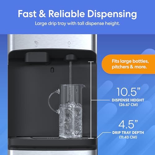 Brio 520 ICE Water Dispenser for 5 Gallon Bottle | Bullet Ice Maker Bottom Load Cooler | UV Self Cleaning, LED Touch Display with Digital Clock, Night Light, Child Safety Lock | 2X Fast Dispense - Image 7