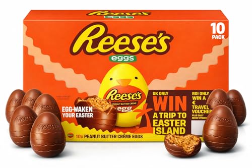 Reeses Peanut Butter Creme Egg Chocolate Filled Eggs Multipack 10 x 34g Perfect For Easter Egg Hunt School Offices Great For Gift Kids Bulk