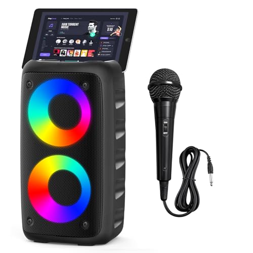 Xjahwr Portable Bluetooth Speaker,Karaoke Machine for Adults and Kids,with Lights Loud Big Bluetooth...