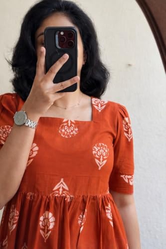 Image of Women's Rayon Printed A-Line Kurti Midi Dress