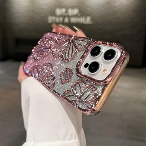 Coque de téléphone de luxe fleurie et pailletée pour iPhone 11 chic