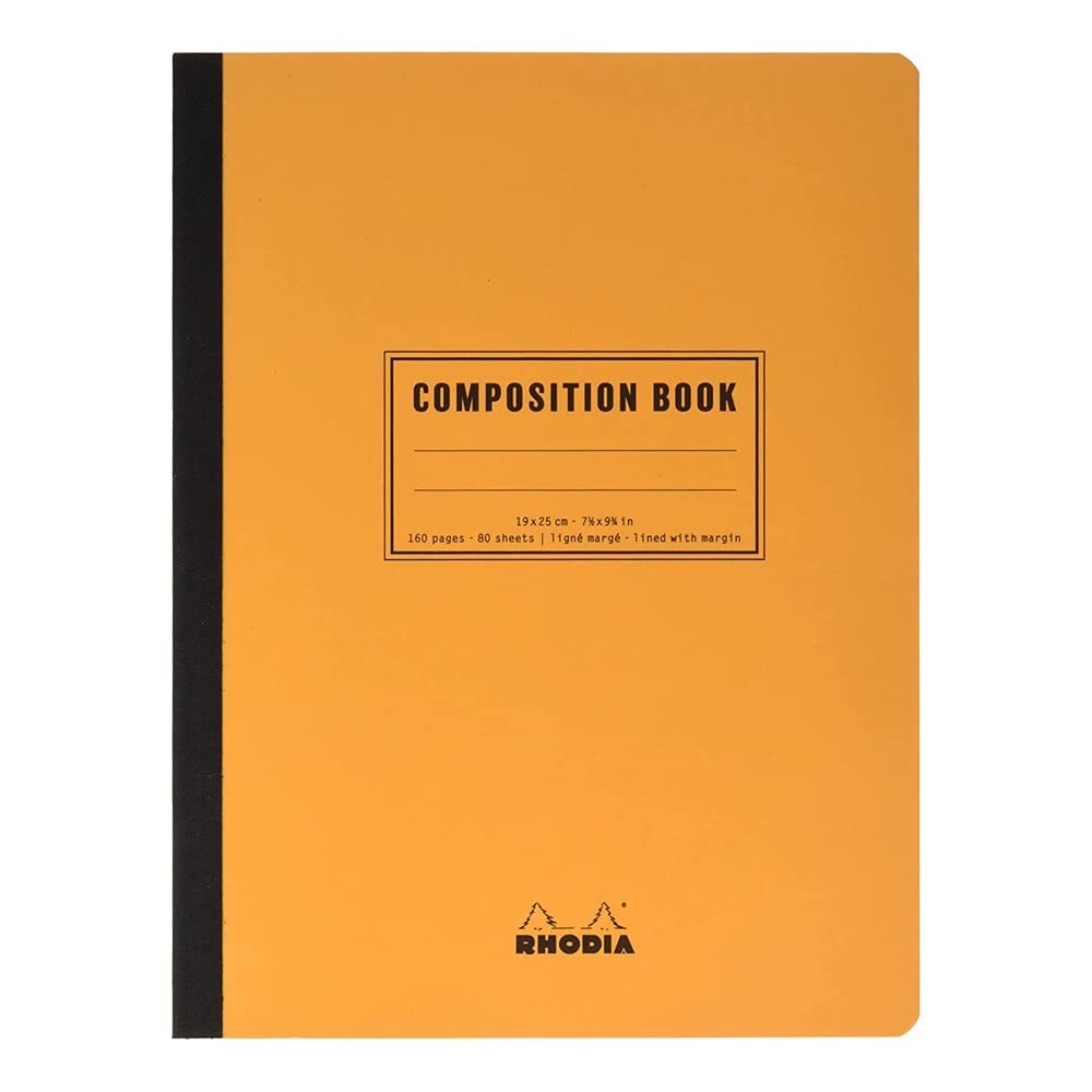 RHODIA 119248C - Flexible Notebook Cloth Back Composition Book Orange - B5 - Lined - 160 pages - White Clairefontaine Paper 80 g/m - Classic