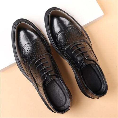 Men’s Summer Hollow Out Leather Brogue Shoes Breathable Formal Business Dress Shoes with Height Increase for Wedding Groom4