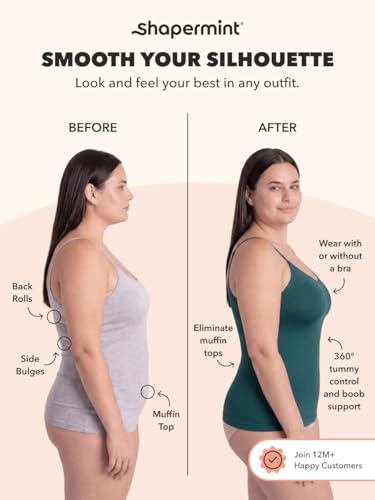 Image of SHAPERMINT Womens Tops - Scoop Neck Cami Body Shaper for Women, Shapewear Tummy Control, Camisole Tank Tops for Women