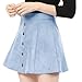 Allegra K Women's Faux Suede Button A-Line High Waisted Christmas Flared Mini Short Skirt Medium Light Blue