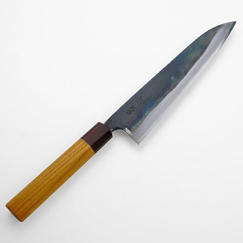 元兼 和牛刀 210mm 両刃 青紙1号 割込み 黒打ち仕上げ ケヤキ柄 極上品 土佐打ち刃物