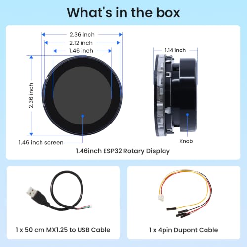 Image of ELECROW 1.46 inch ESP32 Rotary Display 360x360 HMI IPS Round Knob Touch Display