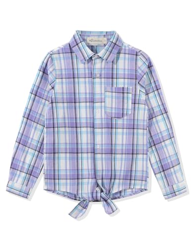 Image of Noomelfish Girls Long Sleeve Button Down Shirt Tie Front Western Tops Cowgirl Outfit (5-14 Years)