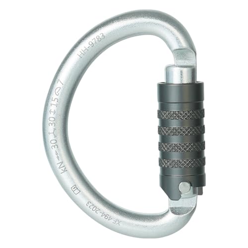Mosquetones para escalada en roca, anillos llavero de seguridad con forma de D | Mosquetón para hamaca con mecanismo de bloqueo | para gimnasio, senderismo, camping al aire libre, seguridad alma