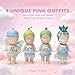 4 Sets Mini Doll Clothes for Sonny Angel, Tops and Skirts Fit for 3 Inch Collectible Dolls for Adult Collectors, Designed for Display and Decoration (Blueberry Fairy)