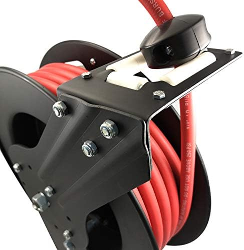 3/8" x 50-Foot Auto-Retracting Rubber Air Hose Reel – Directs Air Away from Operator, Auto-Latch Mechanism for Safety & Convenience