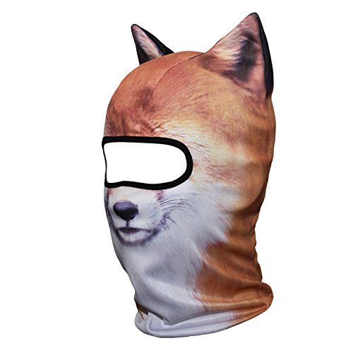 Image of WTACTFUL 3D Animal Ears Balaclava, Breathable Face Mask for Halloween