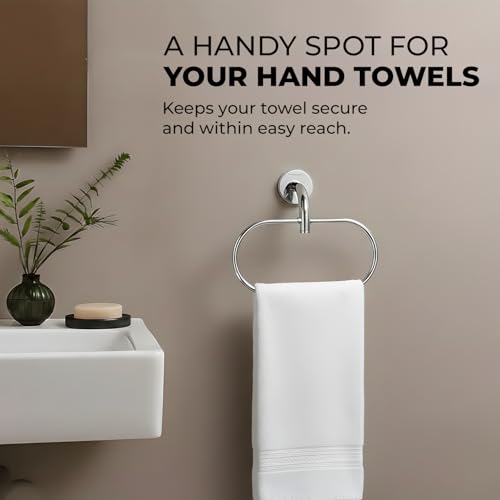 Image of Somany Optimus Rounds Towel Ring | Premium SS, Zinc & Brass | Modern Bathroom Accessory | Durable & Corrosion Resistant