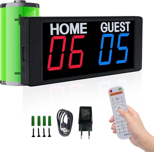 GAN XIN Digitale Anzeigetafel mit Fernbedienung Elektronische Anzeigetafel 1.5 Zoll LED Scoreboard für Basketball, Fußball, Volleyball (Battery Powered)