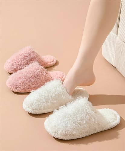 Women's Fuzzy Slippers Winter Closed Toe House Slippers Cozy Faux Fur Memory Foam Indoor3