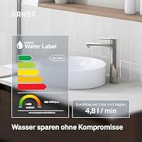 HANSA BASIC Waschtischarmatur Hoch | Einhebelmischer mit Temperatur & Durchflussbegrenzer | Erhöht zur Montage hinter dem Waschbecken | Mischbatterie Bad aus Messing | Wasserhahn Badezimmer | Chrom – Ansicht 6
