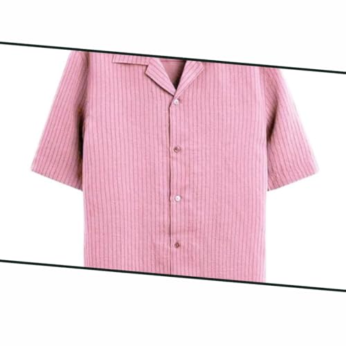 Image of MiraMichi Men's Regular Fit Long Shirt - Corduroy Fabric, Striped Pattern, Half Sleeves, Ideal for Casual
