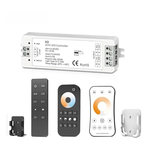 Contrôleur LED CCT 12V 24V Skydance V2 avec télécommande RT2 pour ruban blanc variable