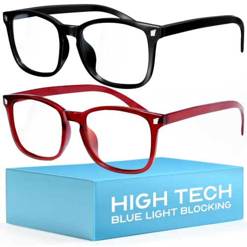 Image of livho 2 Pack Blue Light Blocking Glasses, Computer Reading /Gaming /TV /Phones Glasses for Women Men,Anti Eyestrain & UV Glare