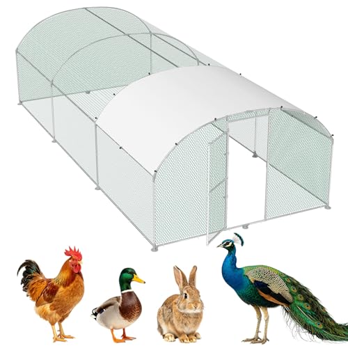 LZQ Poulailler - 3 x 6 m - En métal galvanisé - Enclos à poulailler - Avec toit pare-soleil - Résistant à l'hiver - Pour petits animaux