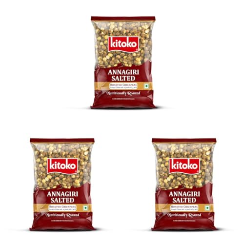 Image of KITOKO FOODS Roasted Annagiri Chana Salted (360gm), Plain Desi Chickpeas With Skin, Bhuna Chana Namkeen Snacks, Organic Khara Daria, Healthy & Gluten-Free (360gm Pack of 3)