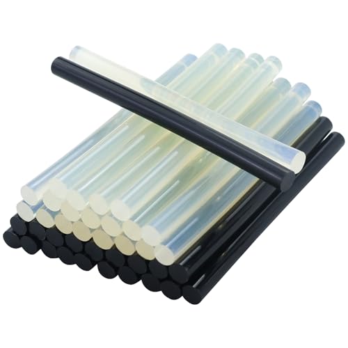 Lot de 40 bâtons de colle chaude - 7 x 100 mm - Bâtons de colle chaude de rechange - Noir et transparent - Pour pistolet à colle chaude standard (noir et transparent)