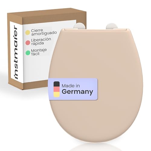 Instmaier Copriwater con Abbassamento Automatico | Bahama Beige | Made in Germany | Forma Ovale | Sedile WC in Duroplast | Occhiali Facili da Rimuovere | Stabile Fino a 250 kg