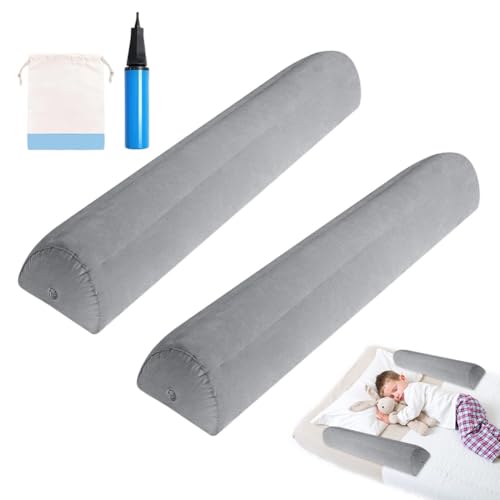 DASIAUTOEM Barrera de protección contra caídas para niños, 2 unidades, barrera de cama inflable, con bomba de mano, para bebés, adultos, para viajes, camas dobles y camas plegables