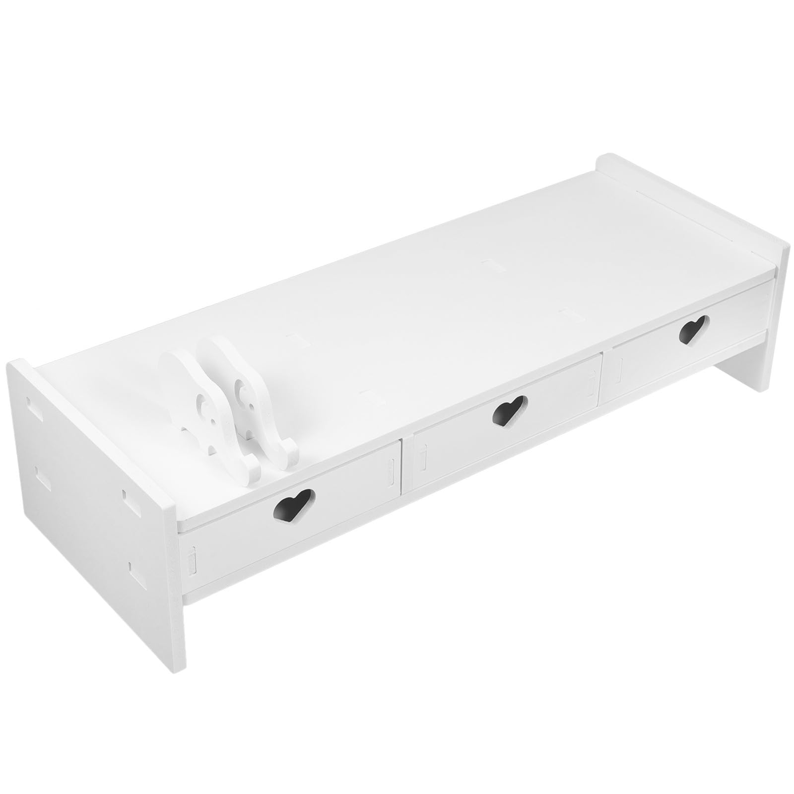 SECFOU Podstawka pod Monitor Biurkowy z Trzema Szufladami Organizer Klawiaturę i Akcesoria Ergonomiczny Stojak pod Laptopa Łatwa Montażu Półka Do Biura Poprawiająca Postawę i Porządek