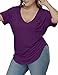 ALLEGRACE Womens Casual Scoop Collar Plus Size T Shirts Summer Tops Tee Purple XL