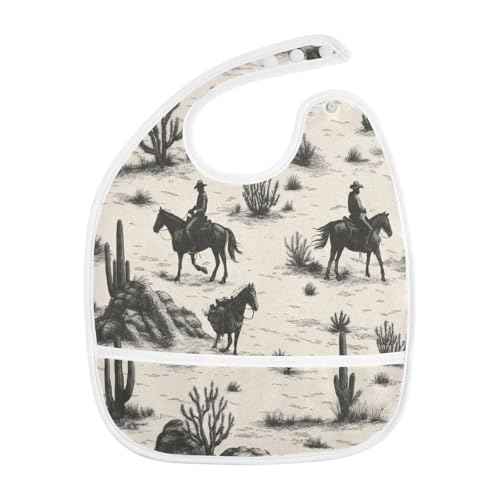 WELLDAY Baby Bibs for Boy and Girls Wild West Cowboys Cotton Bandana Drool Bin, Adjustable Newborn Bibs for Drooling & Teething