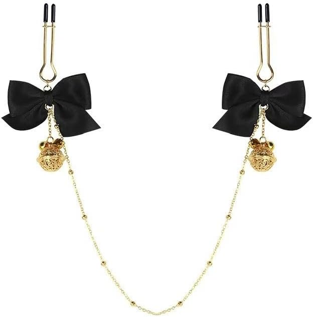 Body Clamp Chains Adjustable Pressure Bow Bells Non Piercing Body Jewelry for Women