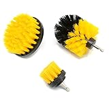 3 Pcs 3 Size Yellow Drill Brush Set, Power Scrubber Cleaning Brush for Bathroom and Home...