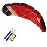 Besra Huge 74inch Dual Line Parachute Stunt Kite with Flying Tools 1.9m Power Parafoil Kitesurfing Training Kites Outdoor Fun Sports for Beach (74inch Red)