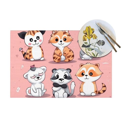 Sets de table animaux mignons dessinés main pour illuminer le quotidien - 6