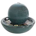 Sunnydaze Tabletop Water Fountain with Ceramic Orb - Relaxing Indoor Fountain for Meditation - for Office, Bedroom, or Living Room