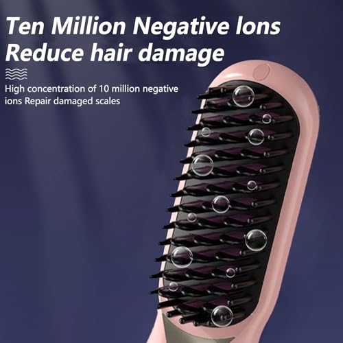 Image of Cordless Hair Straightener Comb,Portable Curling Iron for Travel,Anti-Scald Rechargeable Straightening Hot Comb