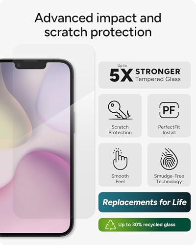 Image of ZAGG Glass Elite Screen Protector for Apple iPhone 17e / 16e / 14 /13 / 13 Pro - Advanced Impact and Scratch Protection, Anti-Fingerprint Technology, InvisibleShield, Easy to Install