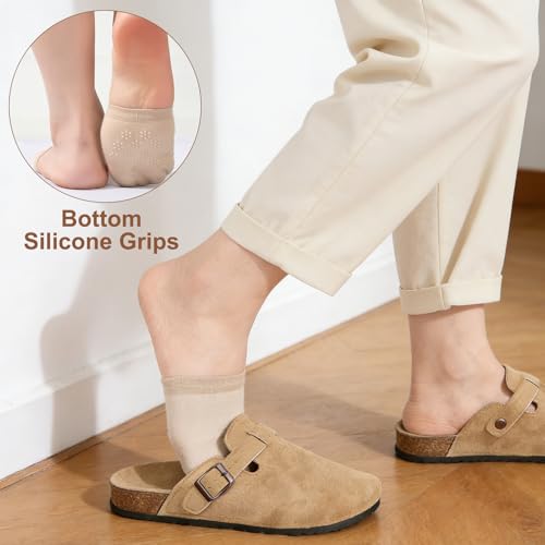 Image of Toe Socks Womens for Mules, Half Socks Toe Topper Covers No Show Invisible Non-slip Liners for Clogs 4 /6 /8 Pairs