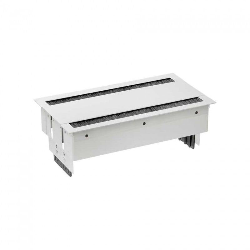 SIMON 46604040-130 - Kit Dentro de la mesa Completo Con tapa Doble apertura cepillo y 8 basi di enchufe schuko, placa Para 8 conectores RJ45 Blanco 400