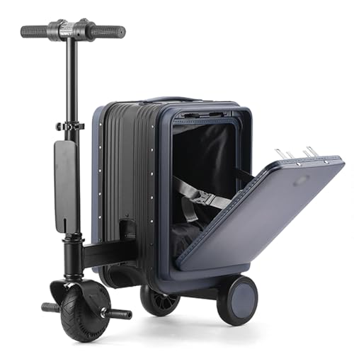 Smart Electric Suitcase, 20 L Rideable Luggage with Telescopic Handle, Load 264 LBs, Speed Adjustment, Mileage 8-12 KM, TSA Coded Lock, External Charging Port, for Business, Travel,Blue