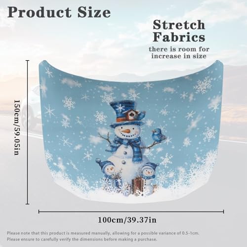 Image of Christmas Snowman Print Car Hood Cover Stretch Polyester Car Hood Cover Waterproof Automotive Accessories Suitable Most Automotive Sedans Trucks Pickup Sports Cars